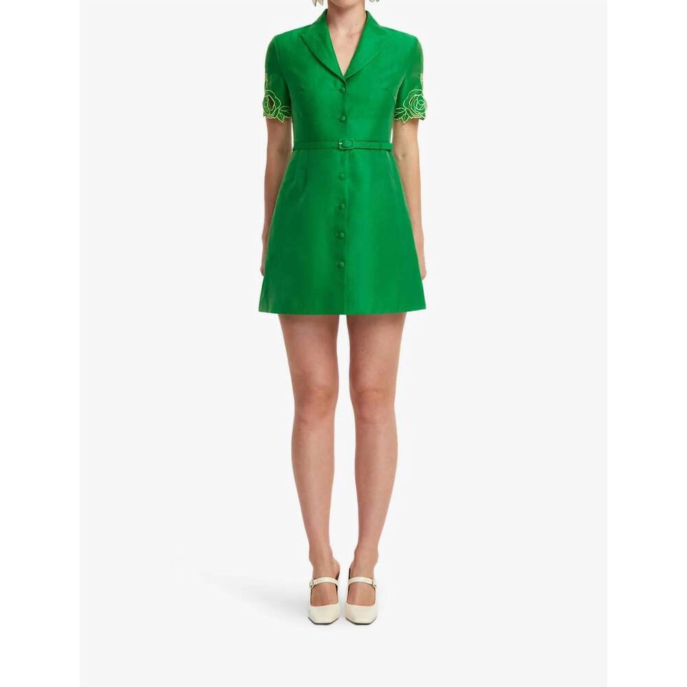NEW LEO LIN brigitte applique mini dress in verdant